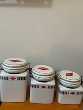 Vintage 2002 Gibson Coca Cola 3 Piece Canister Set Checkerboard Pattern picture
