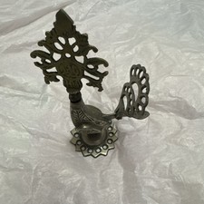 ANTIQUE SOLID BRASS PEACOCK INKWELL/MOVABLE TAIL picture