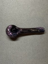Custom Dichroic Glass Hand Pipe – Shimmering Metallic Purple Galaxy Art picture
