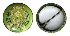 November 1937 Tin Pinback INTERNATIONAL UNION - UNITED AUTOMOBILE WORKERS (UAW) picture