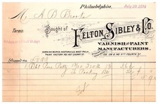 Antique 1894 receipt Felton Sibley & Co Varnish Paint Philadelphia Pennsylvania picture