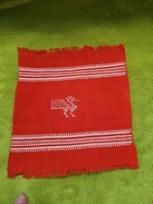 6 Rare Handloomed Cross Stitched Guatamalan Napkins  Servietas Fringe Ends  8165 picture