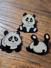 2017 Connecticut Odyssey Of The Mind OOTM Glitter Panda 3 Piece Pin Set RARE picture
