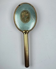 VTG Victorian Brass Vanity Hairbrush Floral Motif Oval 9in Boudoir Decor Gold picture