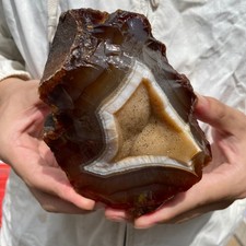 1.9LB Natural Banded Agate geode Quartz Crystal Rough mineral specimens Healing picture
