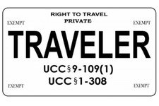 RIGHT TO TRAVEL TRAVELER WHITE USA MADE METAL MOTORCYCLE LICENSE PLATE picture
