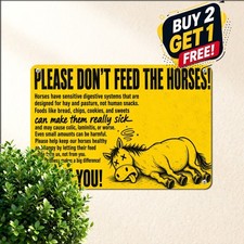 Equestrian Barn Caution Do Not Feed Horses Alert Sign Metal Tin Plaque 8x12 picture