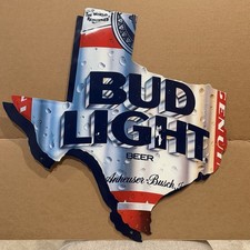 Vintage Bud Light Texas Metal Beer Sign - 1989 Anheuser Busch READ DESCRIPTION picture