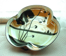 Vintage Mieto Luster Lustre Ware Dish Hand Painted Porcelain Silhouette Scene picture