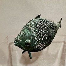 VINTAGE 1960's Antique Dhokra Animal Sculpture Fish Copper Alloy Indian Mythical picture