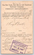 1896 New York New Haven & Hartford Railroad Company Freight Dept. Postcard picture