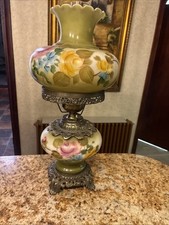 Gorgeous Vintage Gone With The Wind Hurricane 3-way parlor lamp 21” tall picture