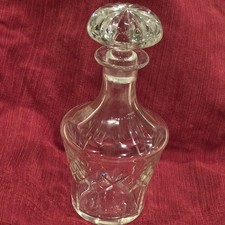 VTG Clear Cut Glass Crystal Wine Whiskey Decanter Diamond Pattern Fluted Stopper picture