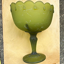 Vintage green Indiana frosted glass 7 1/2 inch  picture