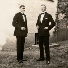 ID'd c1920s Hans May Tuxedo Dinner Suits Snapshot Photo Smoking Fashion Men Vtg picture