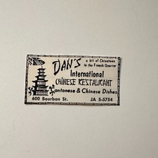 Dan's International Chinese Restaurant Cantonese 600 Bourbon St 1960 Ad 4AF2-S59 picture