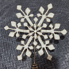 Silver White Glass Beaded Metal Snowflake Christmas Tree Topper Coil picture