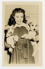 Joan Leslie Adorable Fox Terrier Dog Photo 1940 Sepia Portrait Hollywood Q10150 picture