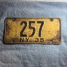 1935 New York Low Number 3 Digit License Plate 257 picture