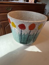 Rare MCM Rosenthal Netter Italian Planter White Pebble Finish Abstract Flowers picture