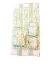 Vtg 70s Cannon Green 2 Tone Sculpted Rose Set 6 Bath Hand Towels Facecloth picture