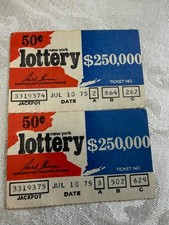 Two 1975 New York Lottery Tickets picture