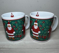 VTG Set of 2 Riviera Van Beers by Signature Christmas Santa 1993 Stoneware Mugs picture
