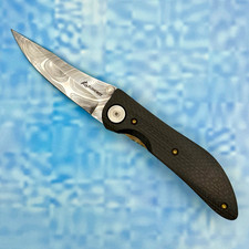 Allen Elishewitz: Damascus stainless blade, carbon fiber scales, pocket clip picture