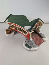Vintage Holiday Time Christmas Village Collectible Figure Decor Covered Bridge picture