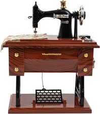 Vintage Mini Music Box Sewing Machine Figurine Birthday Gift Table Decor picture
