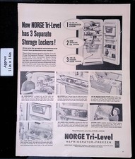1956 NORGE Tri-Level REFRIGERATOR-FREEZER 3 Separate Storages Print Ad 47779 picture