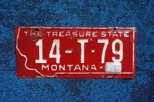 1955 1956 Red Montana License Plate picture