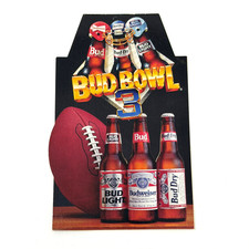 Vintage Budweiser Bud Bowl 3 Bar Top Display 1991 ABC Sports Scorecard picture