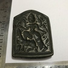 An antique old bell metal jewelry stamp die seal Hindu Goddess Durga pattern picture