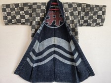 Rare 1910s Japanese Firefighter Sashiko Hanten, Indigo Cotton Fireman Jacket,  picture