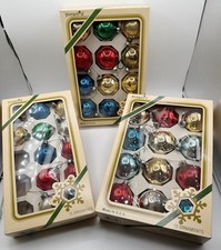 36 Vtg Rauch Pyramid Shiny Brite Glass Christmas Ornaments Boxed USA Mixed Lot picture