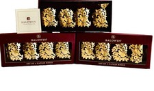 RARE Baldwin Brass 24K Gold Napkin Rings PARTRIDGE PEAR TREE Christmas 12 Pc Set picture