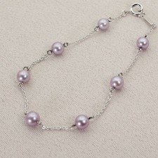 Tasaki Pearl Silver Bracelet Purple Station Necklace 25-3637 picture