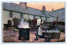 Postcard Tuck Oilette Scottish Fisher Life Boiling Mussels UNP picture