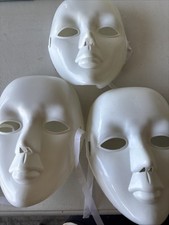 Three White Plastic New Mask Halloween  Dance Women Teens Size picture