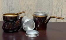 Vintage Letizia Italy Ceramic Napoletana Flip Coffee Maker - MCM Brown Glaze picture