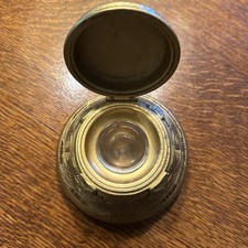 Antique Tiffany Studios#1183 American Indian Inkwell w/aged golden bronze Patina picture