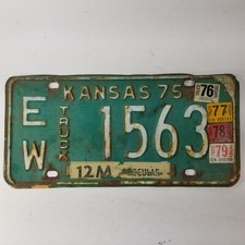 1975 Kansas farm truck license plate ELLSWORTH county EW 1563 picture