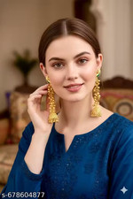Indian Traditional Gold Plated Kashmiri ghunghru Long Earrings for Women & Girls picture