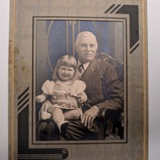 c1930s Cute Little Girl Grandfather Family Studio Portrait Photo Art Deco 6.5in picture