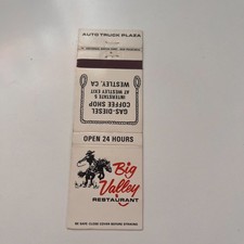 Big Valley Restaurant Westley CA Vintage Matchbook Cover TMB49-4 picture
