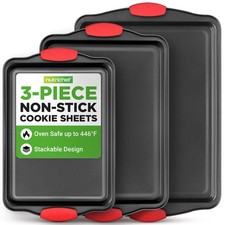 NutriChef 3-Piece Cookie Sheets for Baking, Set 2026 Edition, Black picture