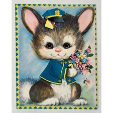 Vintage Happy Anniversary Large Embossed Card, Bunny Mail Messenger, Coby Unused picture