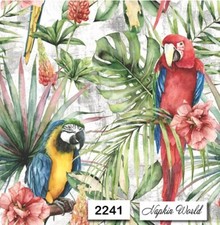 (2241) TWO Individual Paper LUNCHEON Decoupage Napkin - TROPICAL BIRDS MACAW picture