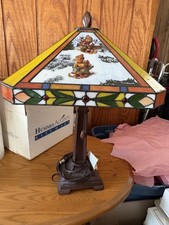 MI M.I. Hummel Stained Slag Glass Danbury Mint Goebel Tiffany Style Table Lamp picture